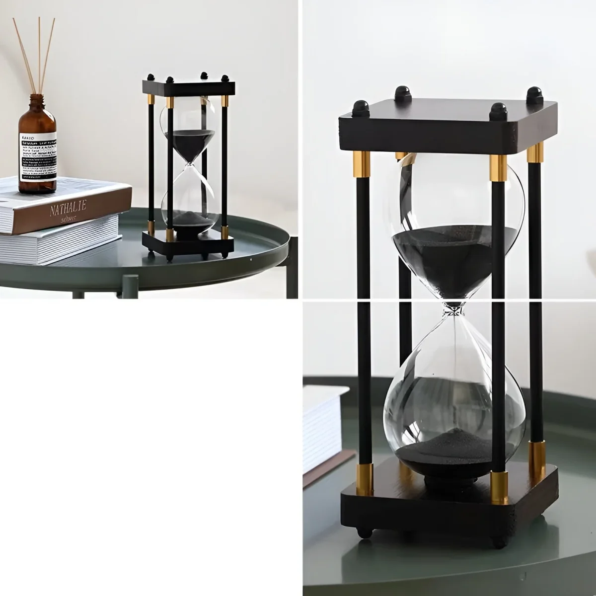 Kostenlose 60-minuten-sanduhr – Kreatives Dekoratives Retro-design In Schwarz | Metallrahmen Mit Kratzfestem Sockel – Bild 6