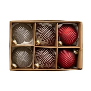 Glas Christbaumkugeln Set (6 Stück) – Elegant und Glänzend | Perfekt für Weihnachtsbaum & Deko