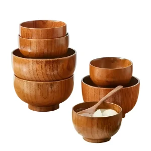 Schale aus Massivholz – Hochwertig und Hitzebeständig | Perfekt für Reis, Suppe, Salat und Camping